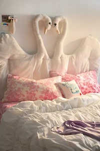 Viola Swan Velvet Floating Headboard