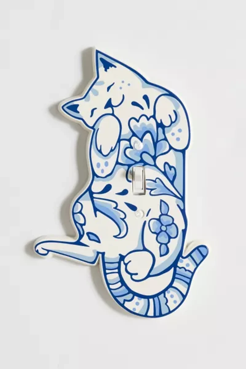 Delft Cat Shaped Resin Switch Plate