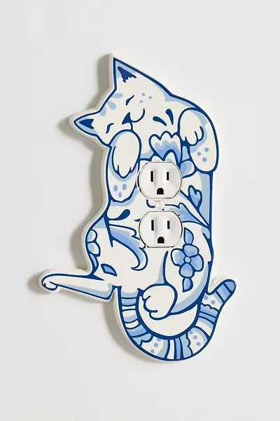 Delft Cat Shaped Resin Switch Plate