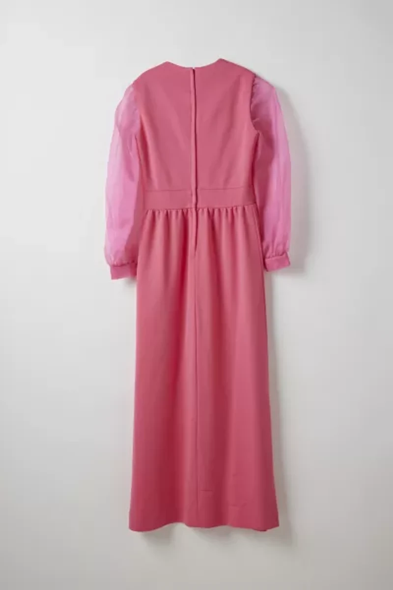 Vintage By Little Runaway Pink Chiffon Sleeve Maxi Dress