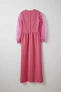 Vintage By Little Runaway Pink Chiffon Sleeve Maxi Dress