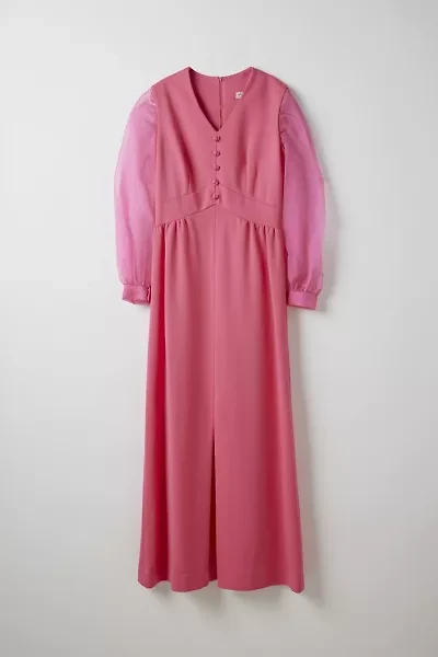 Vintage By Little Runaway Pink Chiffon Sleeve Maxi Dress