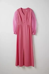Vintage By Little Runaway Pink Chiffon Sleeve Maxi Dress