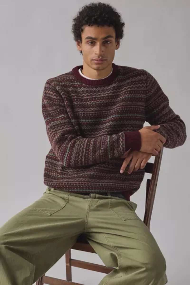 Schott Fairisle Crew Neck Sweater