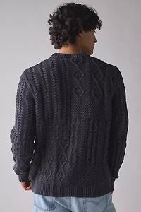 Schott Patchwork Washed Crew Neck Sweater