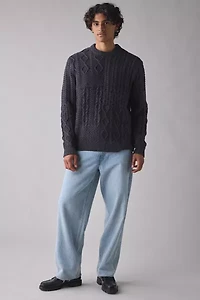 Schott Patchwork Washed Crew Neck Sweater