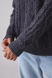 Schott Patchwork Washed Crew Neck Sweater