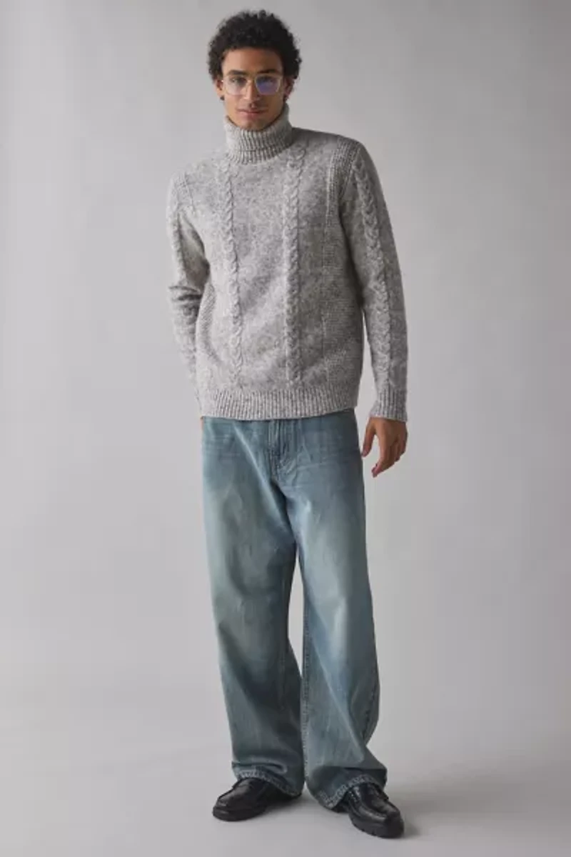 Schott Cable Knit Turtleneck Sweater