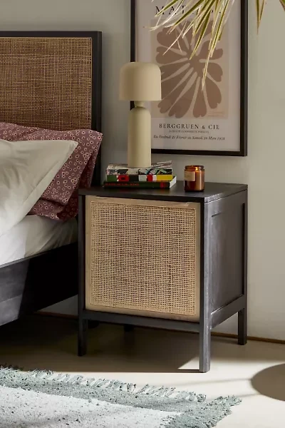 Ivy Cane Paneled Nightstand/Side Table