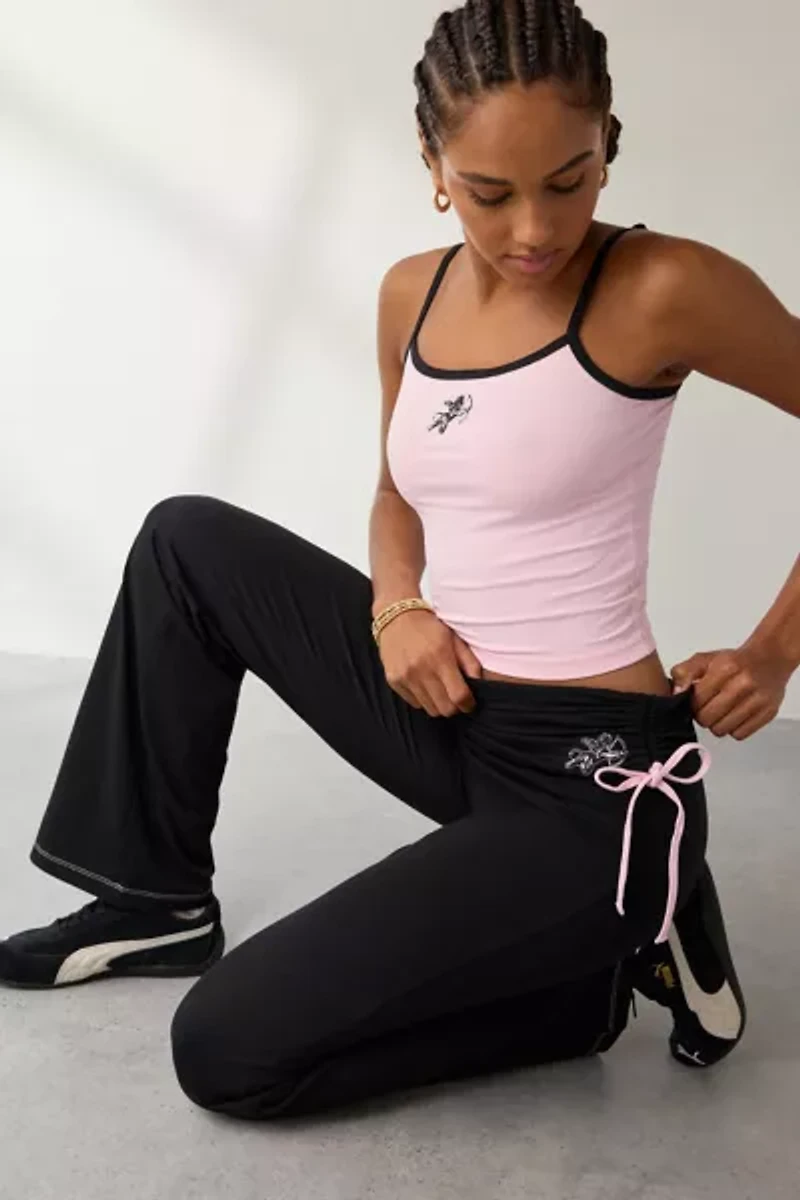 WORSHIP SUPPLIES Cherub Y2K Graphic Gathered Foldover Yoga Pant