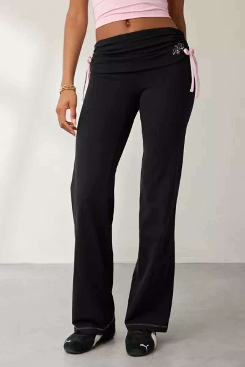 WORSHIP SUPPLIES Cherub Y2K Graphic Gathered Foldover Yoga Pant