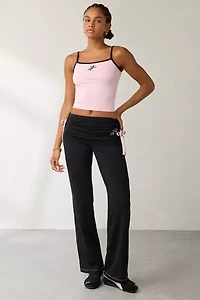 WORSHIP SUPPLIES Cherub Y2K Graphic Gathered Foldover Yoga Pant