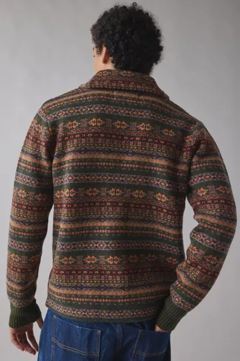 Schott Fair Isle Wool Blend Cardigan