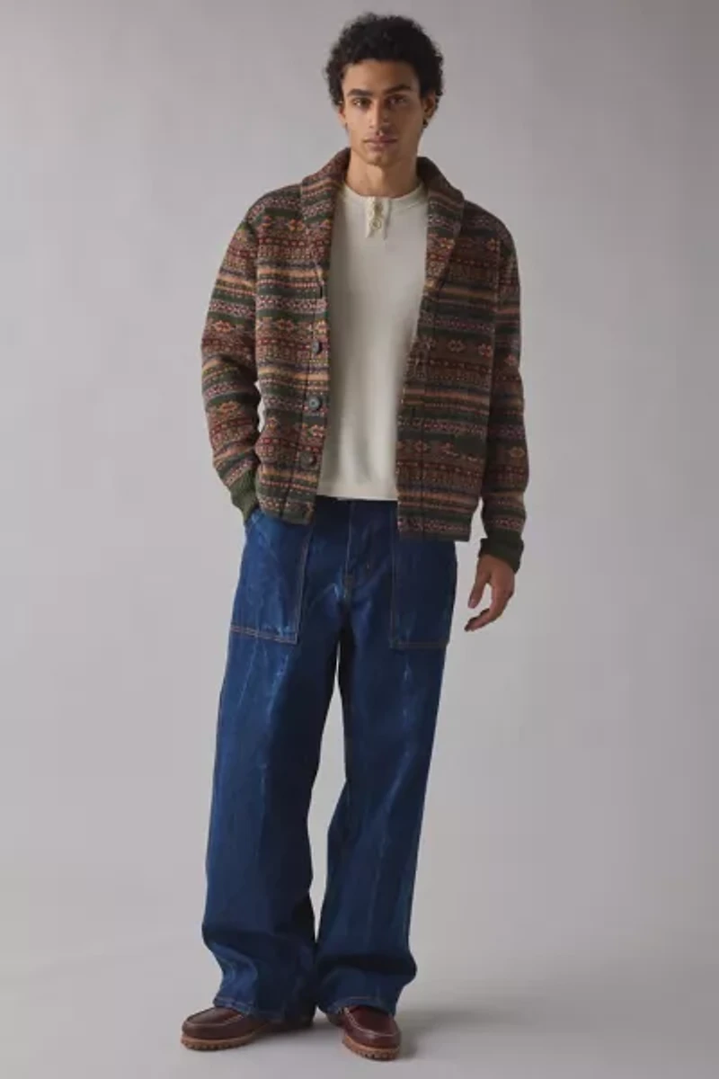 Schott Fair Isle Wool Blend Cardigan