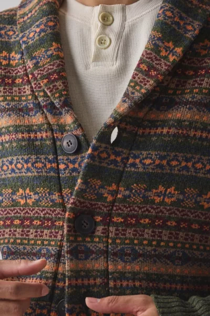 Schott Fair Isle Wool Blend Cardigan