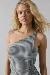 UO Carson Asymmetrical One Shoulder Linen-Blend Midi Dress