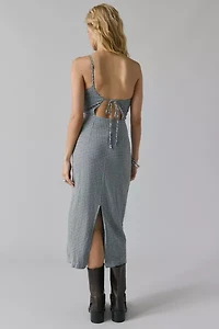 UO Carson Asymmetrical One Shoulder Linen-Blend Midi Dress