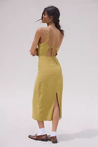 UO Carson Asymmetrical One Shoulder Linen-Blend Midi Dress