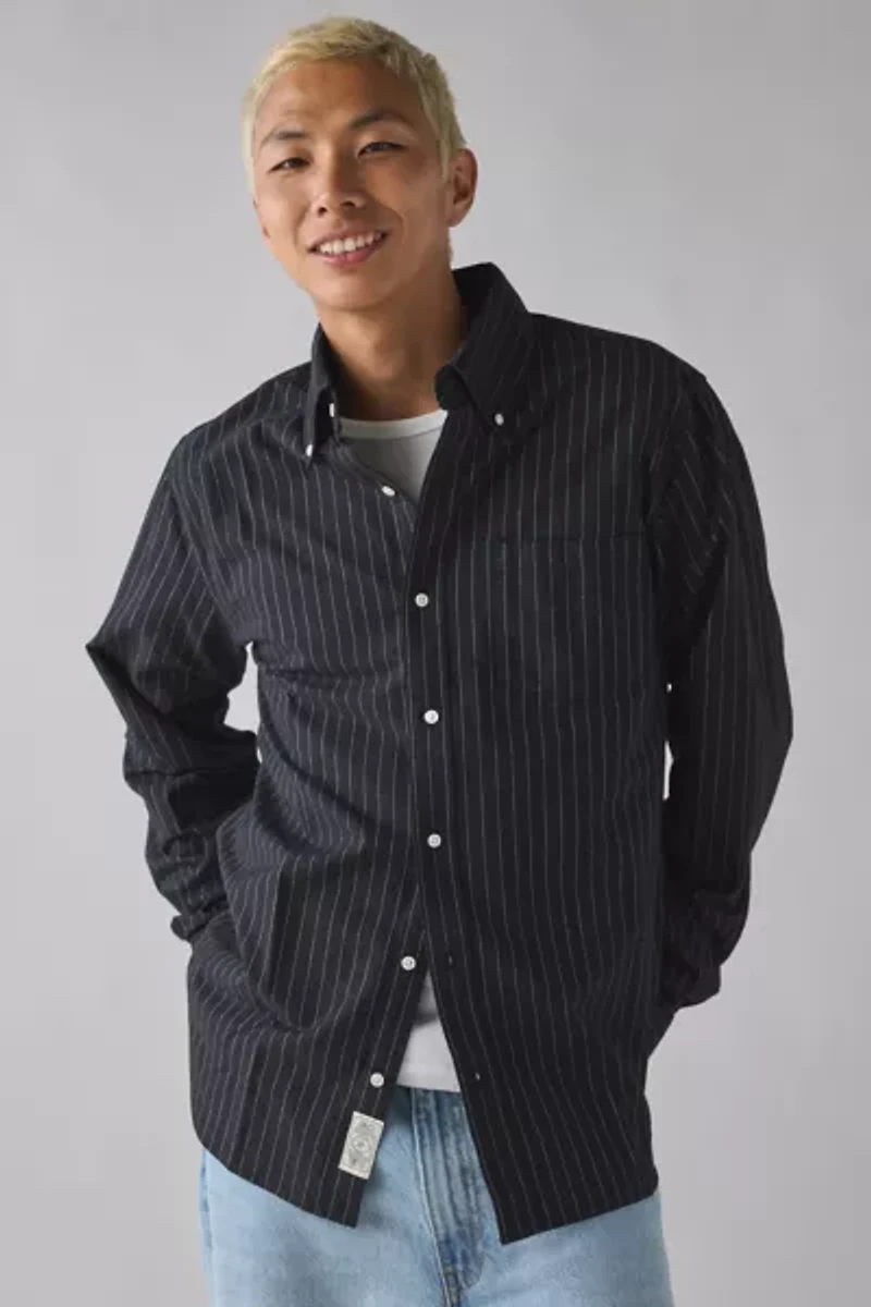 Schott Pinstripe Long Sleeve Oxford Shirt
