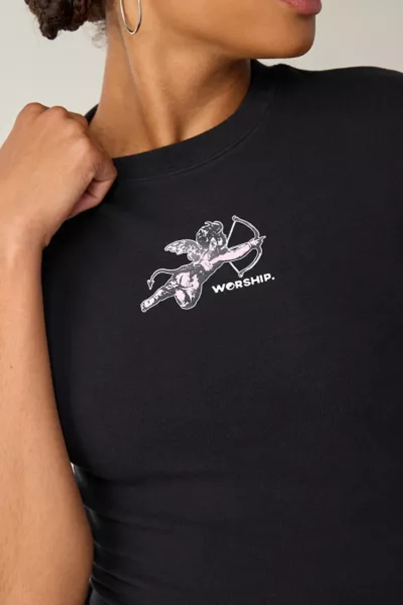 WORSHIP SUPPLIES Cherub Graphic Cap Sleeve Tee