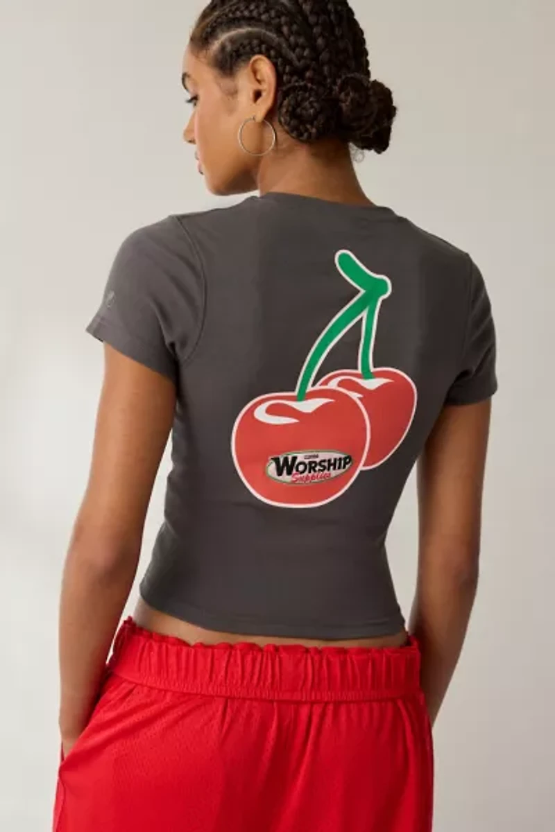 WORSHIP SUPPLIES Glazed And Confused Cherry Graphic Baby Tee