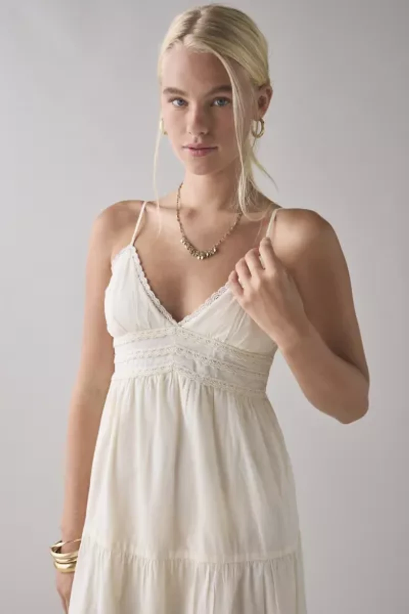 Kimchi Blue Serafina Lace Trim Tiered Babydoll Maxi Dress