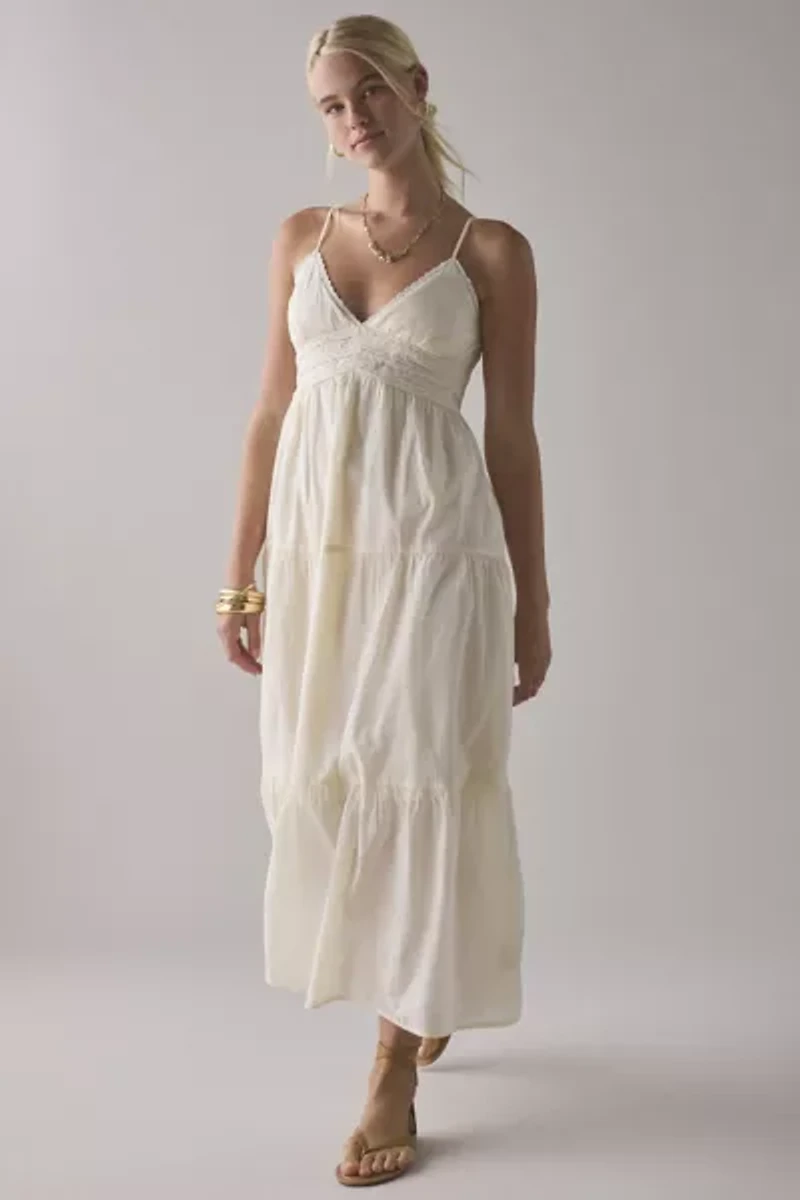 Kimchi Blue Serafina Lace Trim Tiered Babydoll Maxi Dress