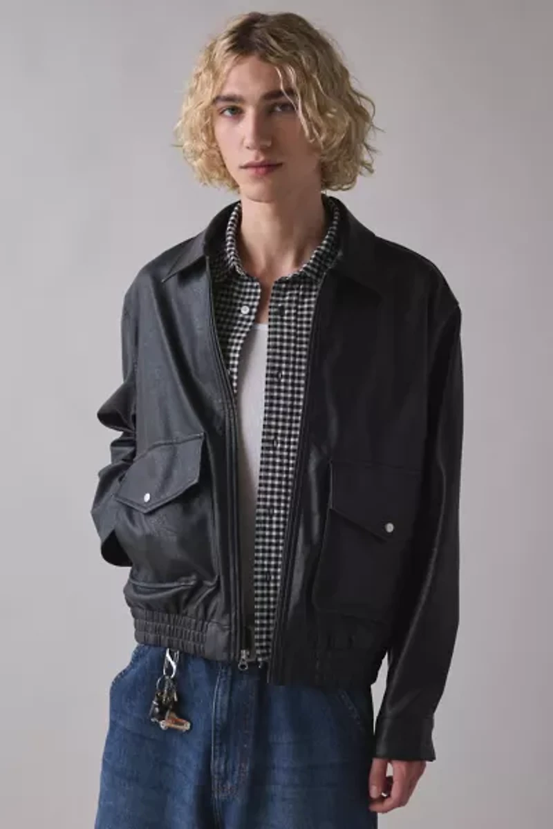 BDG Faux Leather Bomber Jacket
