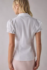 BDG Sweetheart Puff Sleeve Slim Button-Down Shirt