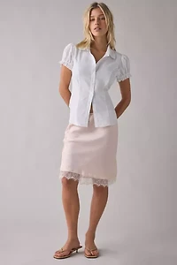 BDG Sweetheart Puff Sleeve Slim Button-Down Shirt