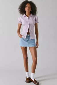 BDG Sweetheart Puff Sleeve Slim Button-Down Shirt