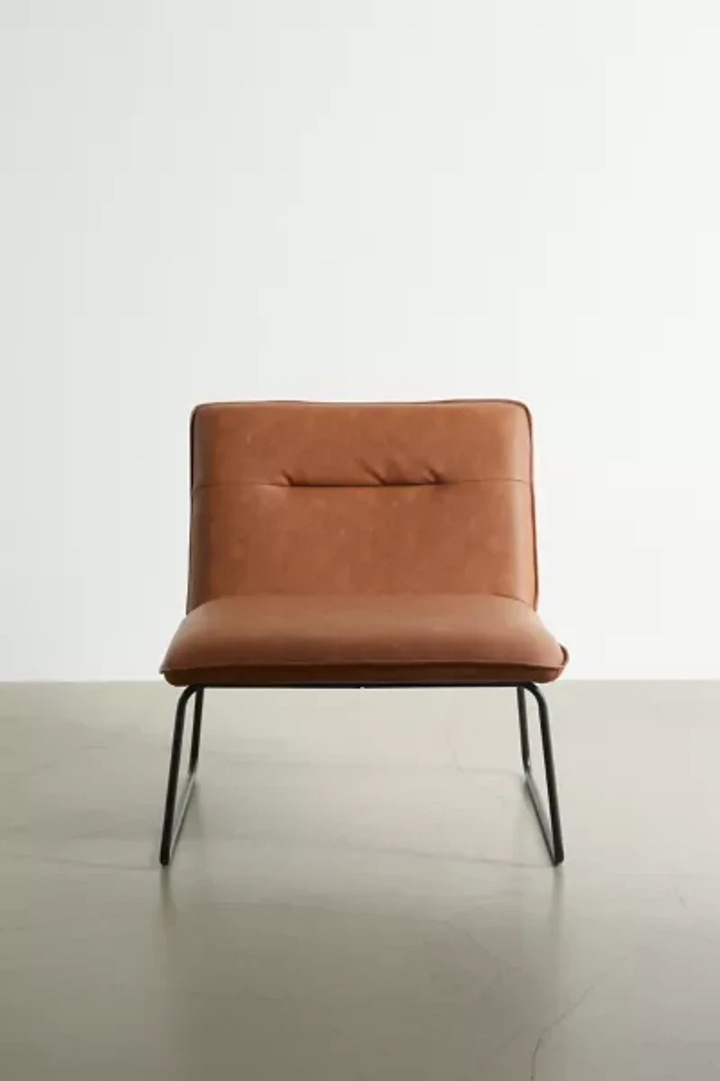 Spencer Faux Leather Armless Lounge Chair