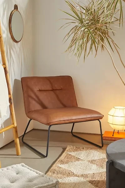 Spencer Faux Leather Armless Lounge Chair