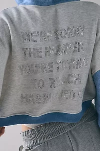 Boys Lie Alex 1-800 Rhinestone Graphic Zip-Up Crop Hoodie Sweatshirt
