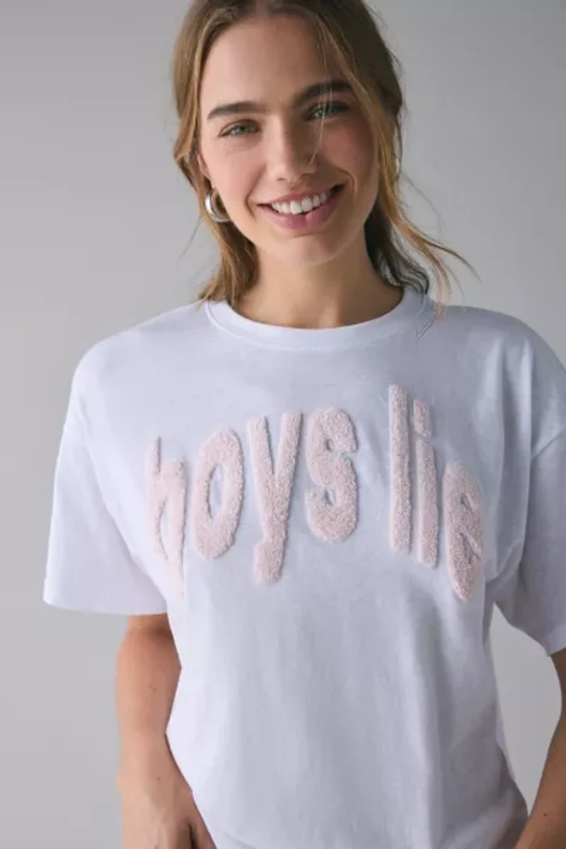 Boys Lie Block Their Number Graphic Boyfriend Tee