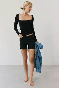 Out From Under Ruby Square Neck Long Sleeve Cropped Tee