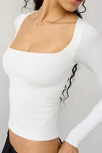 Out From Under Ruby Square Neck Long Sleeve Cropped Tee