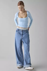 Out From Under Ruby Square Neck Long Sleeve Cropped Tee