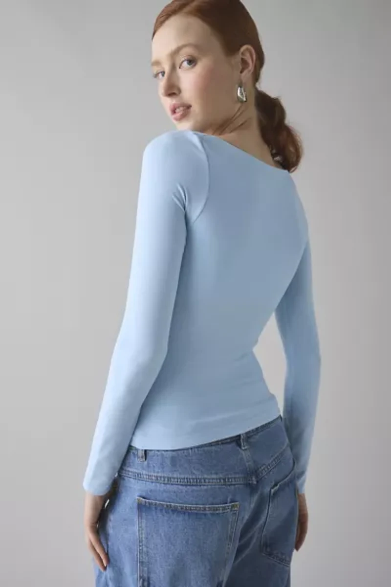 Out From Under Ruby Square Neck Long Sleeve Cropped Tee