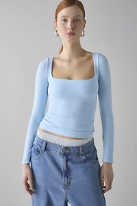 Out From Under Ruby Square Neck Long Sleeve Cropped Tee