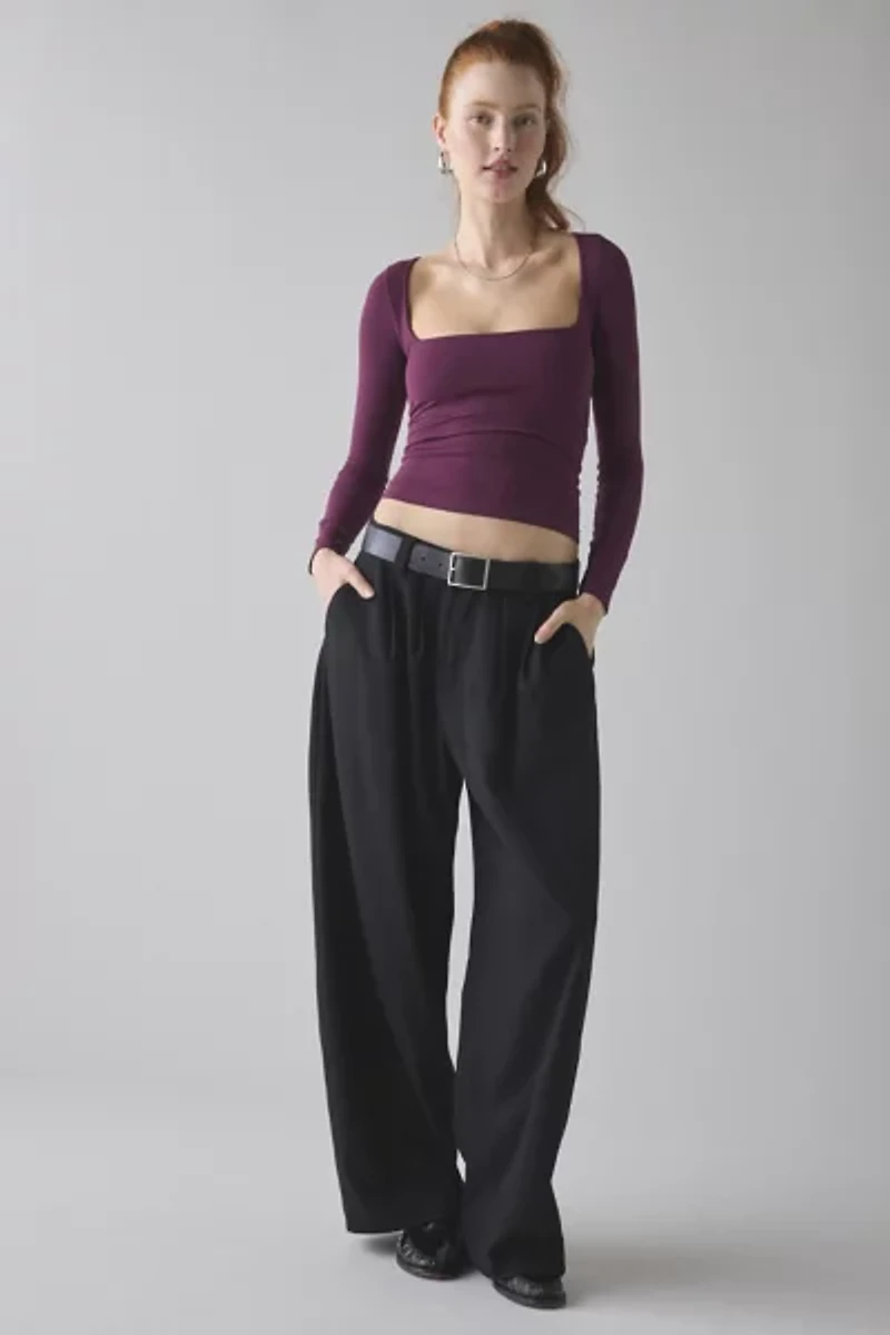 Out From Under Ruby Square Neck Long Sleeve Cropped Tee