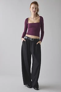 Out From Under Ruby Square Neck Long Sleeve Cropped Tee