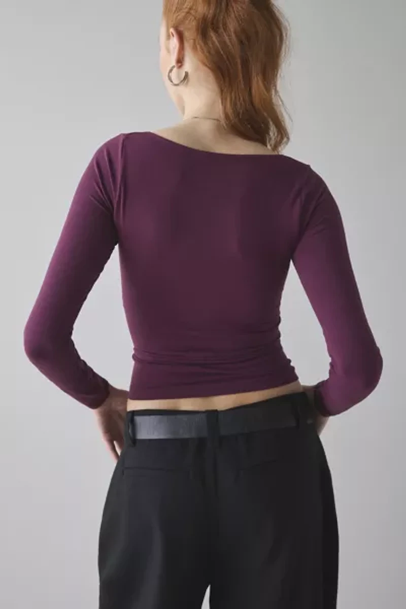 Out From Under Ruby Square Neck Long Sleeve Cropped Tee