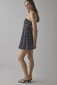 UO Mira Strapless Tie-Back Bow Satin Slip Mini Dress