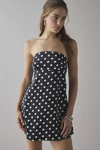 UO Mira Strapless Tie-Back Bow Satin Slip Mini Dress