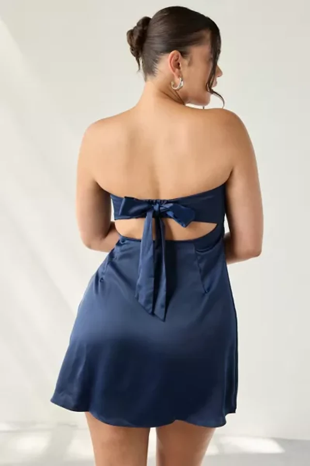 knee length dresses for ladies Strapless Bow Back Silk Faille Mini Dress – ALEXIA MARÍA main image 1