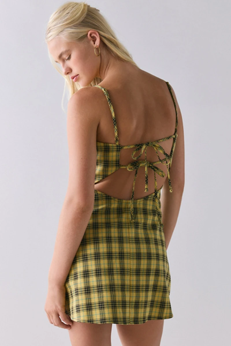 Kimchi Blue Becca Printed Open Tie-Back Fit-And-Flare Mini Dress
