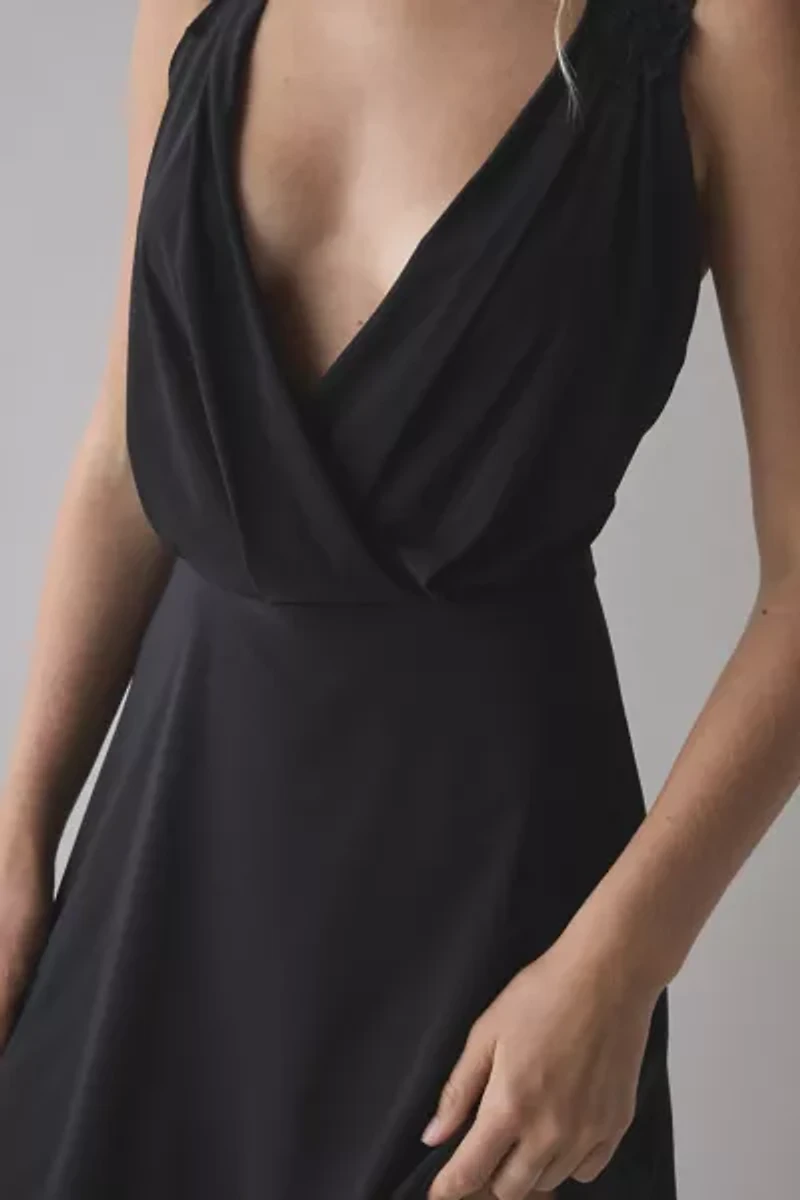 UO Jade Lace-Back Wrap Plunge Mini Dress