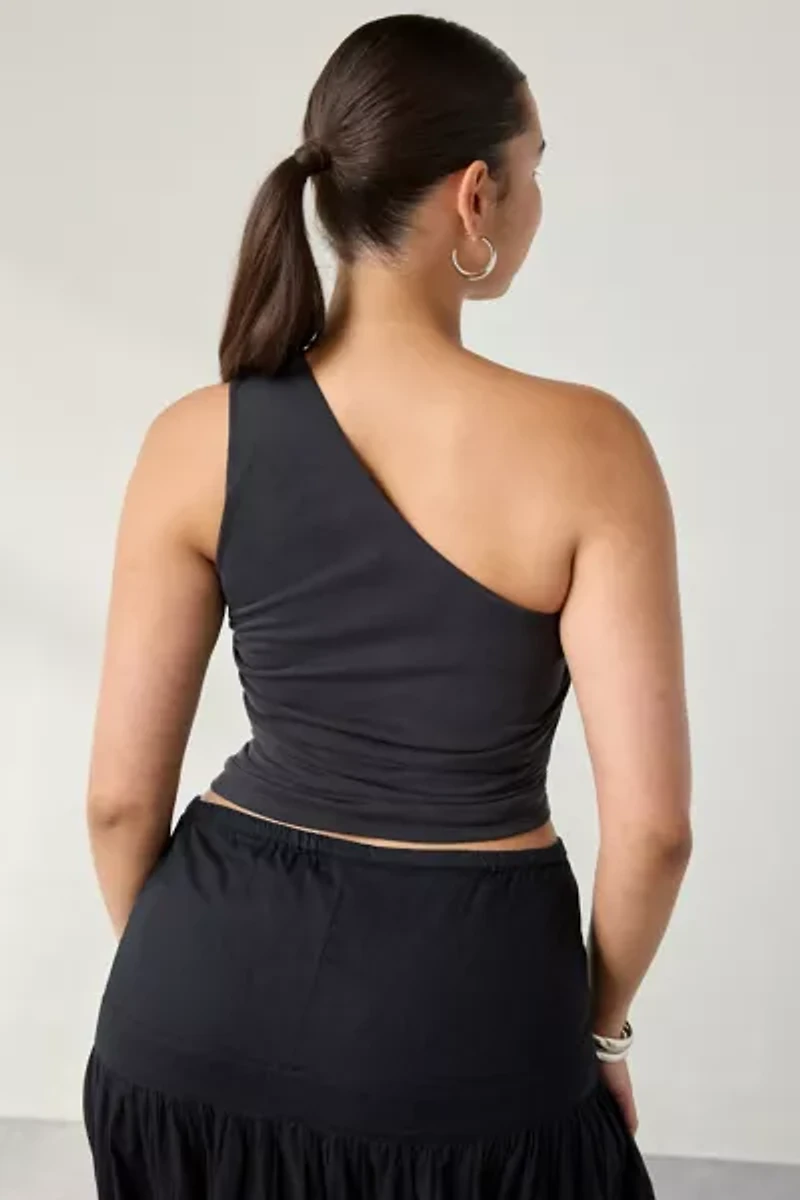 UO Harlow Cupro Asymmetrical One-Shoulder Crop Top