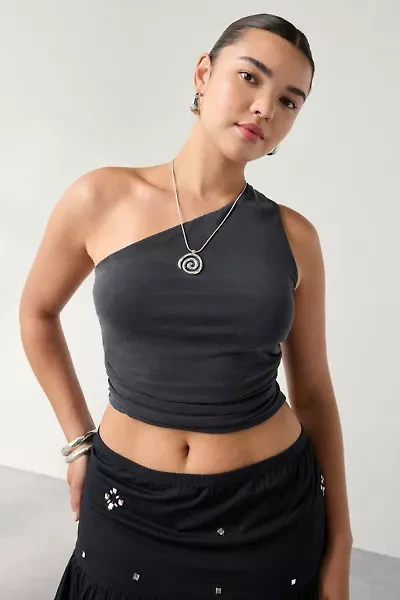UO Harlow Cupro Asymmetrical One-Shoulder Crop Top